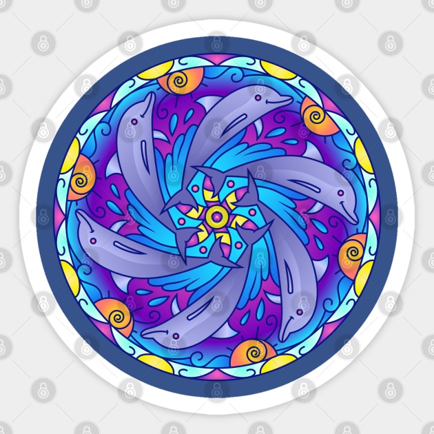 Dolphin Design Sea Life Mandala Pattern Design Sticker by The Little Store Of Magic